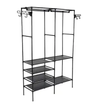 Вешалка-стеллаж BOOMHOUSE (БУМХАУС) WR-002 (1730х1070х360 мм), 6 полок, металл/пластик, черная, 701444